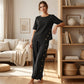 🌸Große Preisreduzierung🌸 Asymmetrisches Top mit weiter Hose – Zweiteiliges Damen-Outfit für Beruf und Freizeit