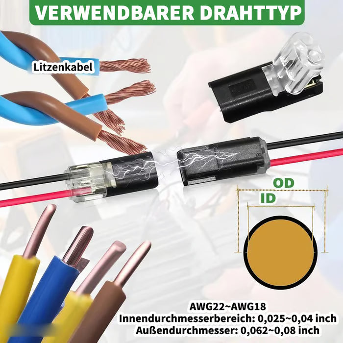 💘 Je mehr du kaufst, desto mehr sparst du! 🔌 Doppeldraht-Steckverbinder mit Verriegelungsklip – Sicher & Schnell verbinden in 70% weniger Zeit!