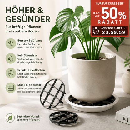 🌱 50% RABATT! 🪴 Wurzelschonender Topfuntersetzer – Luftzirkulation & saubere Böden ✨