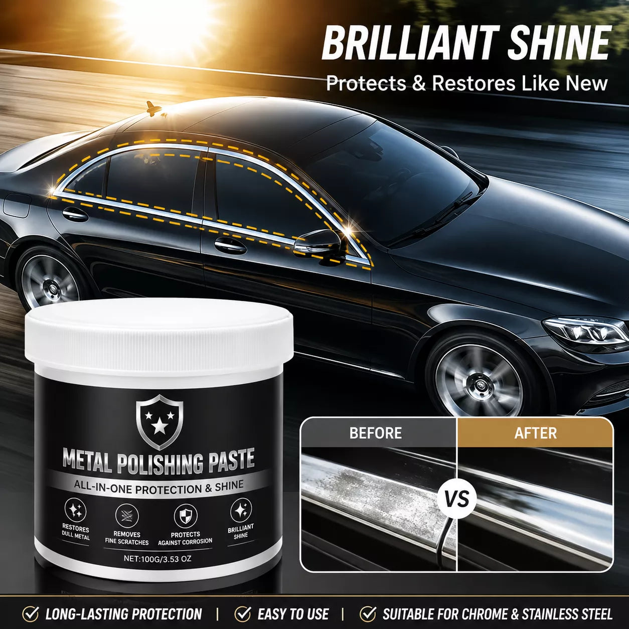 ✨🔧 All-in-One-Metallpolierpaste Set – für Chrom & Edelstahl, entfernt Kratzer & restauriert Glanz, jetzt −50%