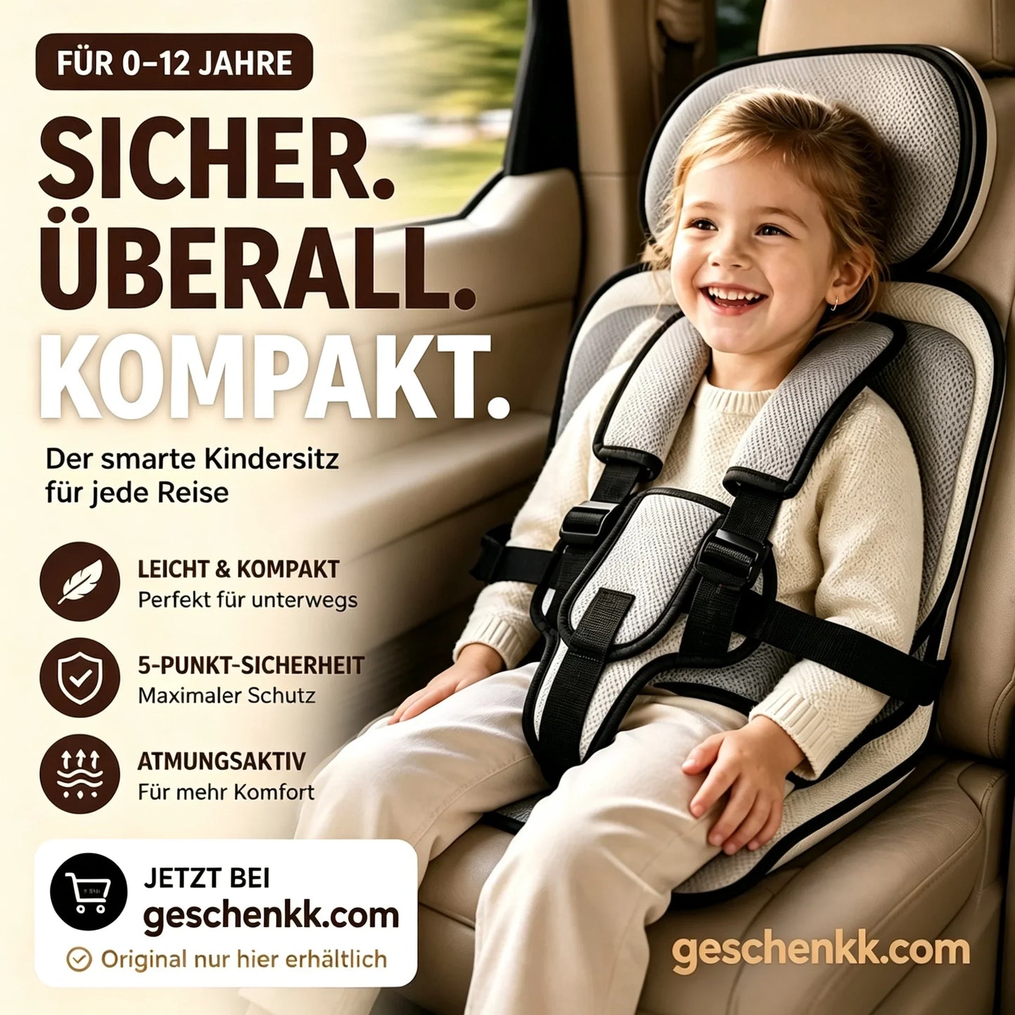 🔥50% Rabatt!💥Kindersitz fürs Auto – Faltbar, sicher, überall dabei!🧒5-Punkt-Gurt, atmungsaktiv, für 0–12 Jahre⚡