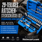 📢📢50% RABATT !!⏰29-teiliges Ratschen-Steckschlüssel-Set – Chrom-Vanadium-Stahl, 11 Stecknüsse & 10 Bits. Perfekt für Autoreparaturen & DIY 🛠️✨