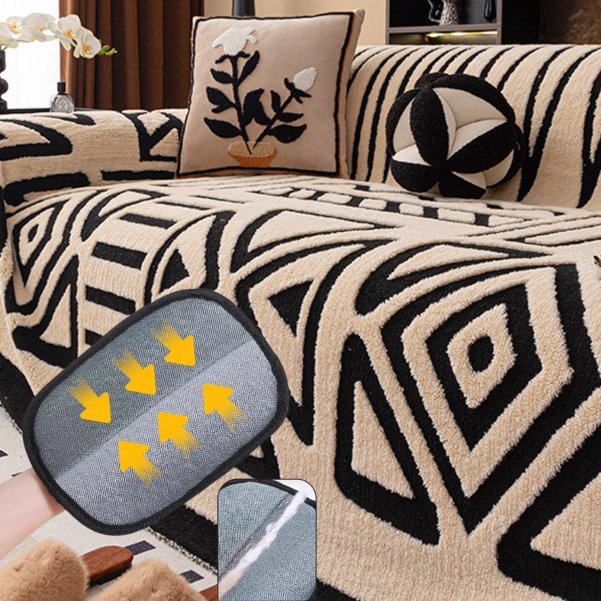 🛋️ 50% RABATT 2026! ✨ Plüsch Sofaüberwurf - Extra Dicke & Rutschfeste Decke mit Elastischen Kanten für Herbst und Winter 🍂❄️