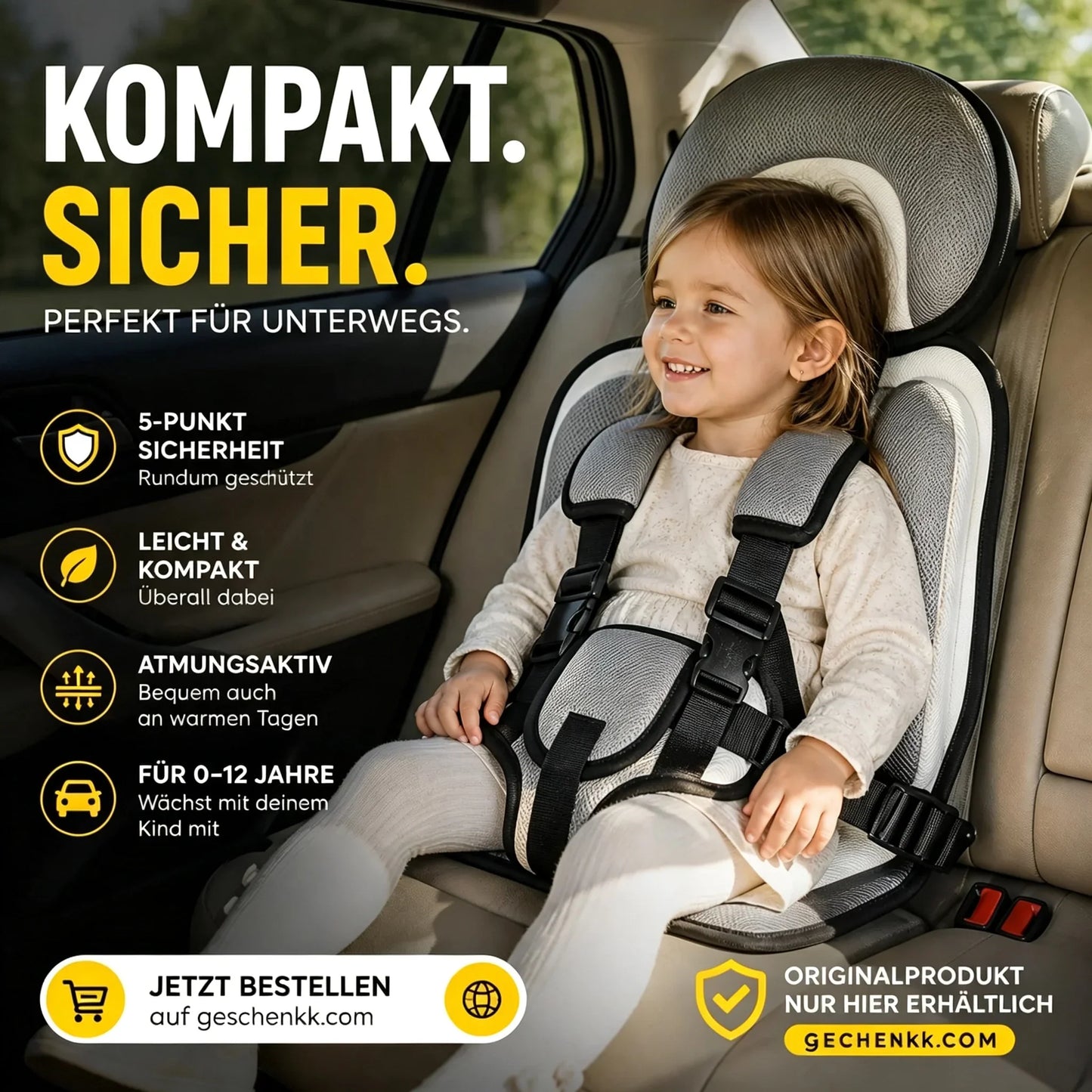 🔥50% Rabatt!💥Kindersitz fürs Auto – Faltbar, sicher, überall dabei!🧒5-Punkt-Gurt, atmungsaktiv, für 0–12 Jahre⚡