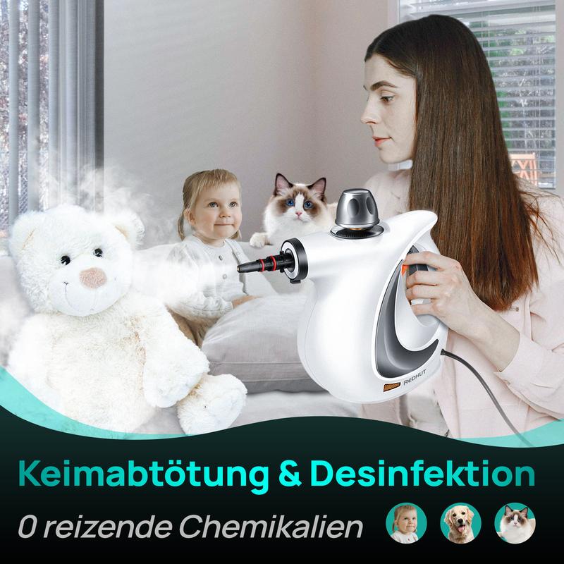 💎 50% RABATT! 💎 Hand-Multiflächen-Dampfreiniger mit Druckboost – 12-teiliges Set, Chemiefrei & 99,9 % Keimabtötung