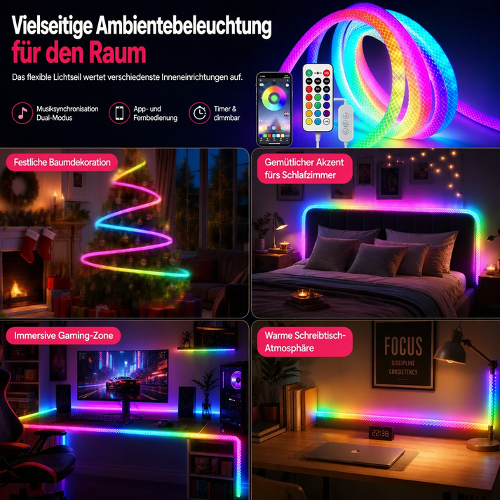 ✨ 50% RABATT! 🌟 Neon-Lichtband in Marderfell-Optik – 360° Rundumbeleuchtung ✨