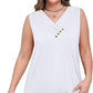 Einfarbiges V-Ausschnitt-Tanktop für Damen – atmungsaktiv & vielseitig