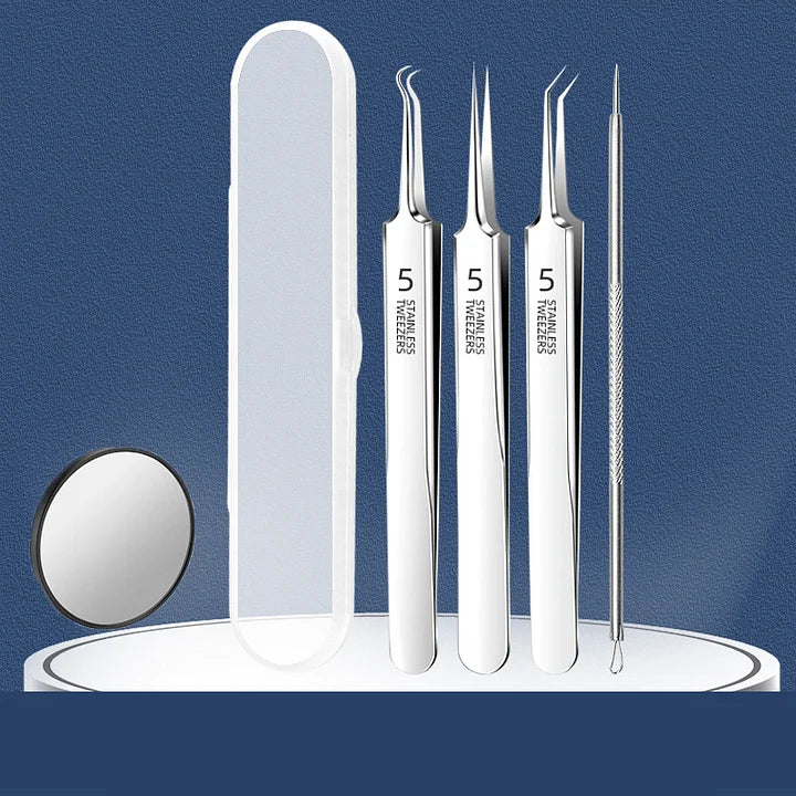 ⚡ 50% RABATT! ✨ EDELSTAHL-MITESSERENTFERNER - 7-teiliges Set für Tiefenreinigung, Präzisionswerkzeuge für Gesichtspflege, Sterilisierbar und Hautschonend 🌟🧴
