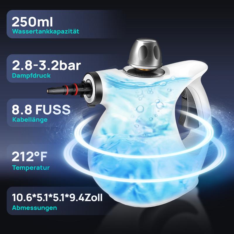 💎 50% RABATT! 💎 Hand-Multiflächen-Dampfreiniger mit Druckboost – 12-teiliges Set, Chemiefrei & 99,9 % Keimabtötung