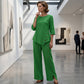 🌸Große Preisreduzierung🌸 Asymmetrisches Top mit weiter Hose – Zweiteiliges Damen-Outfit für Beruf und Freizeit