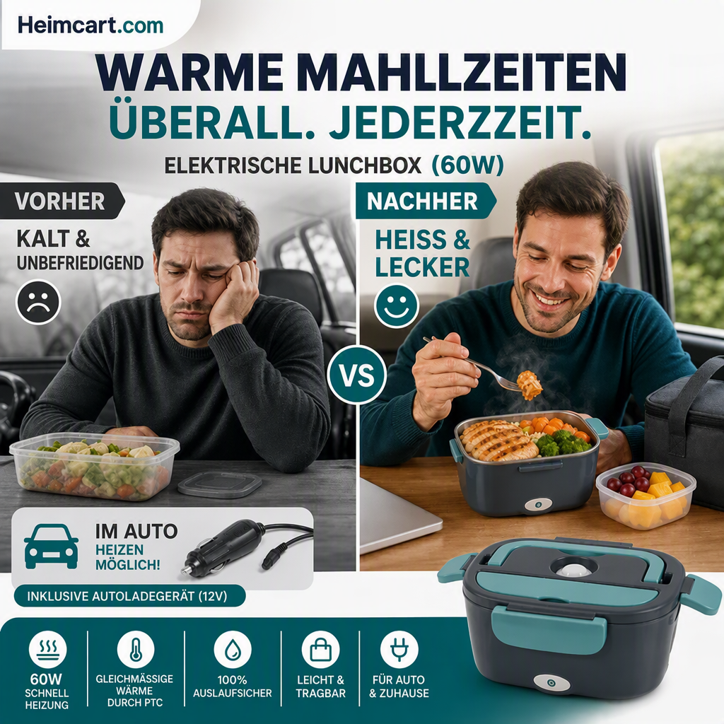 🍱 50% RABATT! 🔥 Tragbare Heiz-Lunchbox mit Edelstahl-Einsatz – Trockene Erwärmung, 12V/220V & doppelte Spannung – Ideal für Auto, Büro & Reisen ⚡