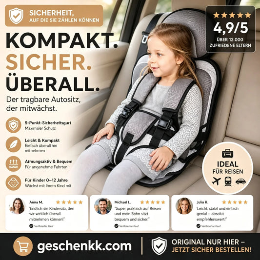 🔥50% Rabatt!💥Kindersitz fürs Auto – Faltbar, sicher, überall dabei!🧒5-Punkt-Gurt, atmungsaktiv, für 0–12 Jahre⚡
