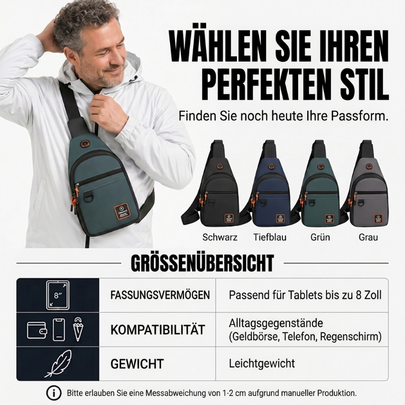 🎒 50% RABATT! 💼 Wasserdichte Umhängetasche mit mehreren Fächern – Verstellbarer Trageriemen – Ideal für Alltag, Reisen oder Ausflüge – trockener & sicherer Stauraum 🌧️✨