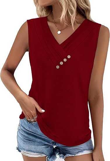 Einfarbiges V-Ausschnitt-Tanktop für Damen – atmungsaktiv & vielseitig