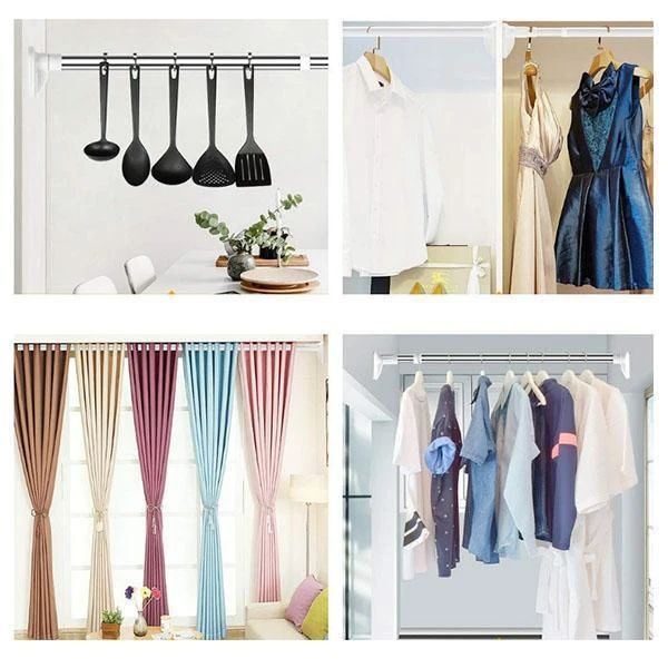 ✨⚡️Zeitlich begrenzt 50% sparen! | Bohrfreie verstellbare Stangeideal zum Aufhängen von Kleidung und Duschvorhängen im Badezimmer und auf dem Balkon 🛒