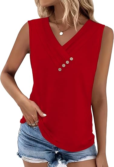 Einfarbiges V-Ausschnitt-Tanktop für Damen – atmungsaktiv & vielseitig