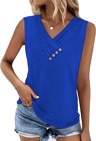 Einfarbiges V-Ausschnitt-Tanktop für Damen – atmungsaktiv & vielseitig
