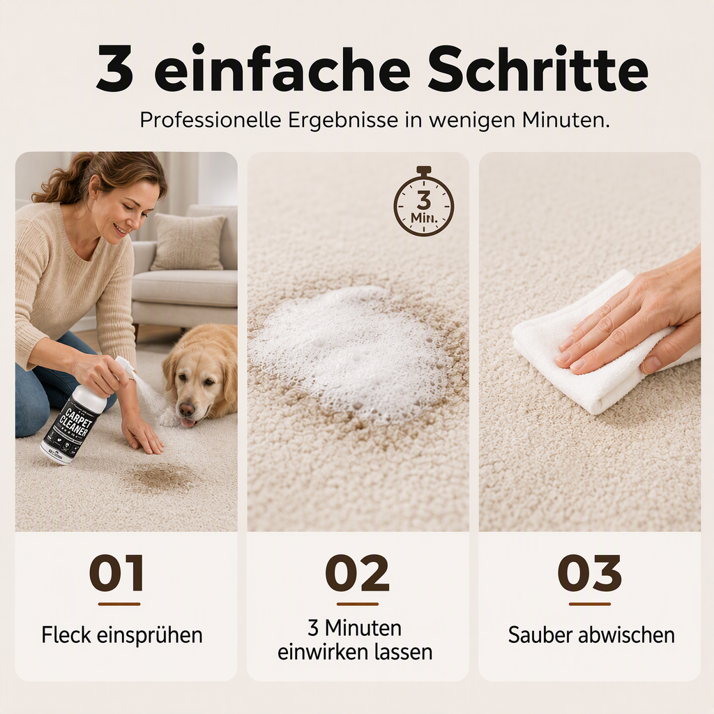 🔥50 % Rabatt🔥Teppichspray mit Tiefenwirkung – hartnäckige Flecken lösen, Gerüche neutralisieren! ✨