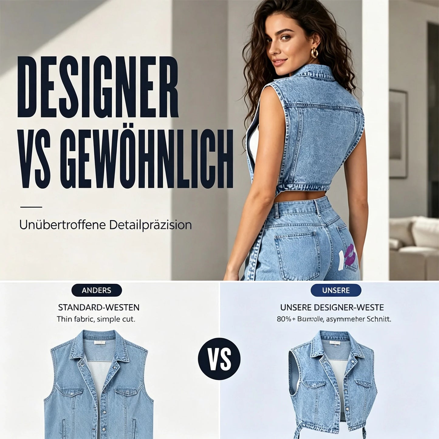 💥50 % RABATT !!🤠Damen-Jeanswestenkleid – ärmellos, mit hohem Schlitz, lange Weste im Streetwear-Stil