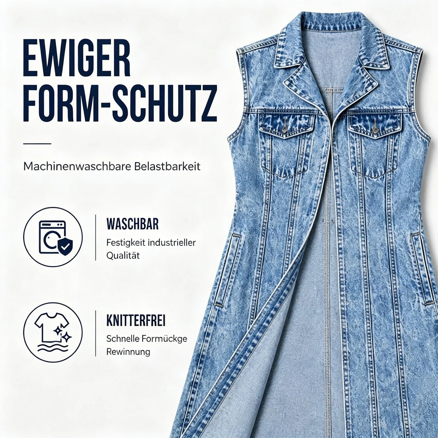 💥50 % RABATT !!🤠Damen-Jeanswestenkleid – ärmellos, mit hohem Schlitz, lange Weste im Streetwear-Stil