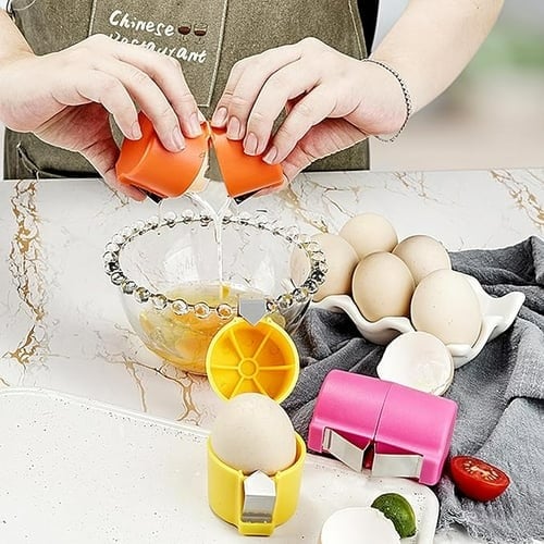 🍳 50 % Rabatt – 2-in-1 Eierknacker & Eigelb-Separator – hygienisch, einfach in der Handhabung & vielseitig für rohe und gekochte Eier 🥚