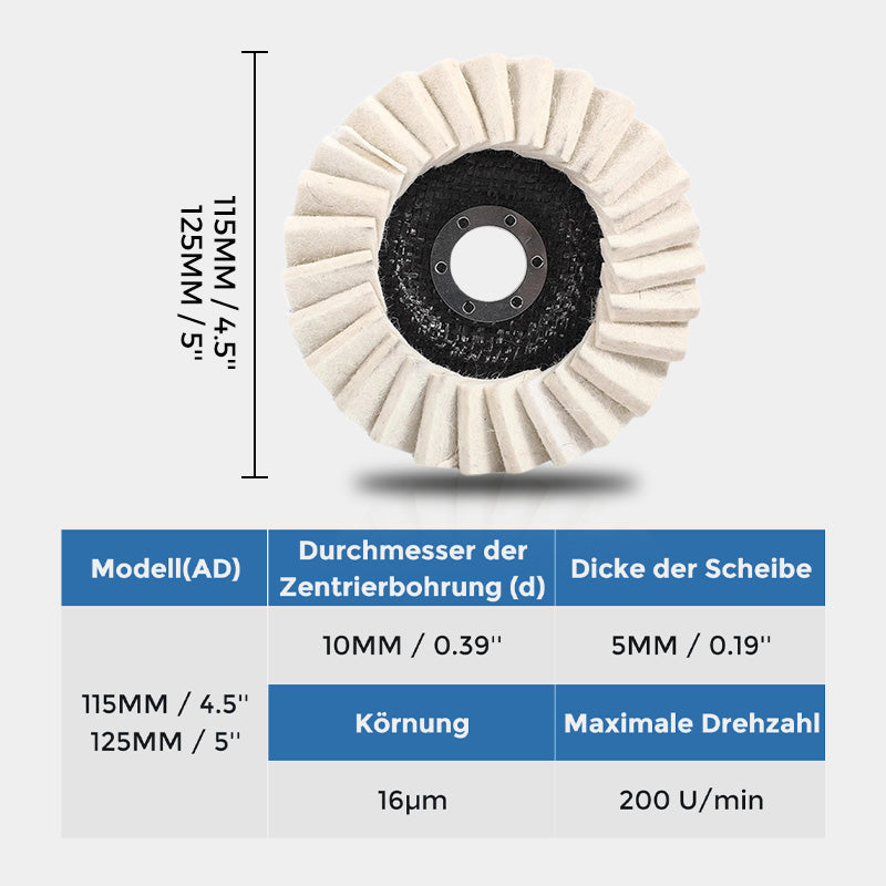 🎁 Mehr kaufen, mehr Vorteile!!✨ Wollpolierscheibe für Winkelschleifer – Hochglanz-Spiegelfinish! Langlebig  Vielseitig! 🔧