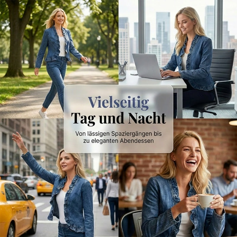 🔥 LIMITIERTE AKTION: -50% ✨ Damen-Jeansjacke mit Rüschen – leichter Luxus-Look für jeden Tag 💫