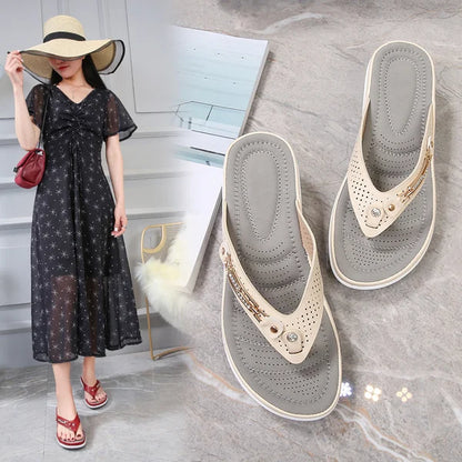 🎁2026 Neues Design der offenen Form✨🩴Weich gepolsterte Damen-Flip-Flop-Sandalen