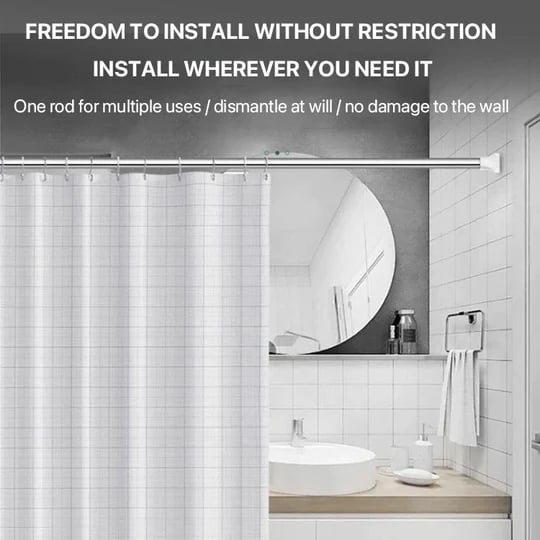 ✨⚡️Zeitlich begrenzt 50% sparen! | Bohrfreie verstellbare Stangeideal zum Aufhängen von Kleidung und Duschvorhängen im Badezimmer und auf dem Balkon 🛒