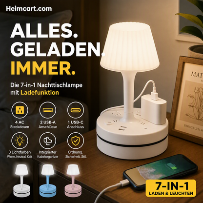 📢📢 50 % Rabatt!! ⏰💡 Nachttischlampe mit Steckdosen und USB-Anschlüssen