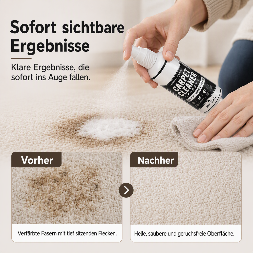 🔥50 % Rabatt🔥Teppichspray mit Tiefenwirkung – hartnäckige Flecken lösen, Gerüche neutralisieren! ✨