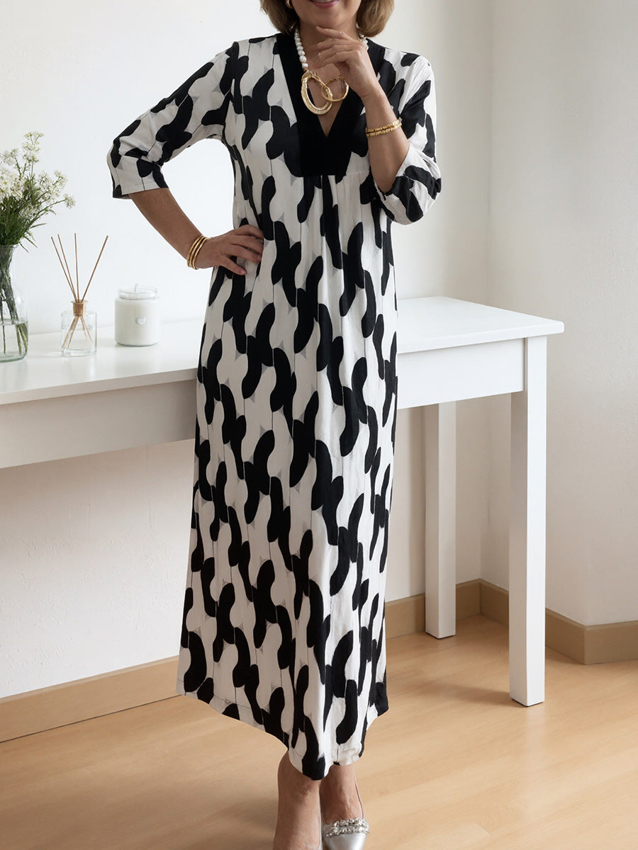 🌸Frühlingsangebot: 50% Rabatt!🔥 Lässig-schickes Maxikleid – V-Ausschnitt, halblange Ärmel, perfekt für jeden Tag ✨