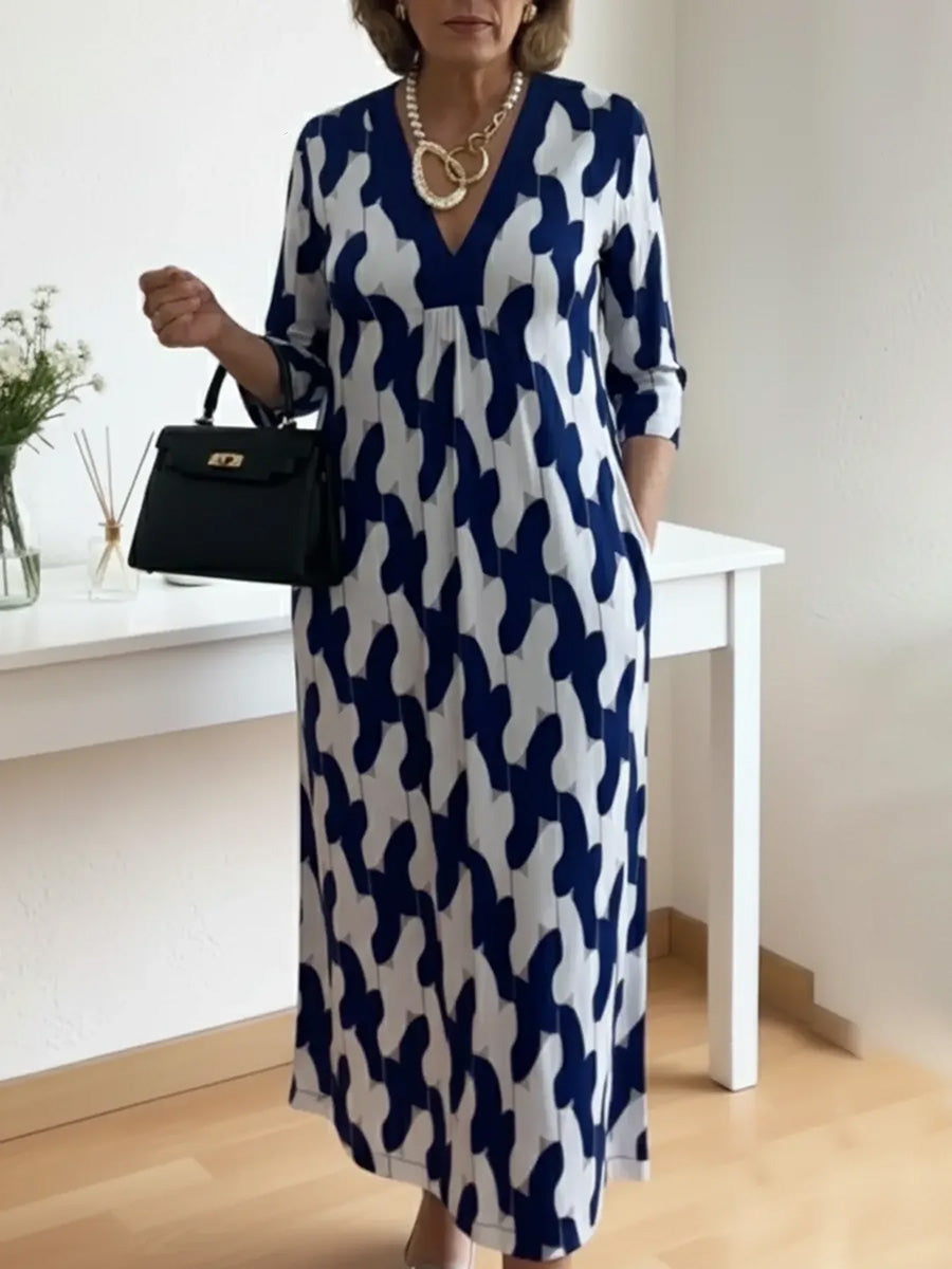 🌸Frühlingsangebot: 50% Rabatt!🔥 Lässig-schickes Maxikleid – V-Ausschnitt, halblange Ärmel, perfekt für jeden Tag ✨