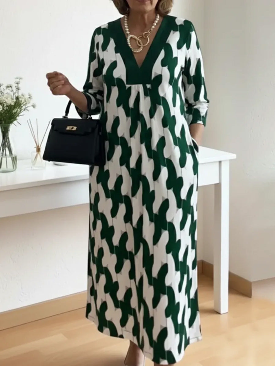 🌸Frühlingsangebot: 50% Rabatt!🔥 Lässig-schickes Maxikleid – V-Ausschnitt, halblange Ärmel, perfekt für jeden Tag ✨