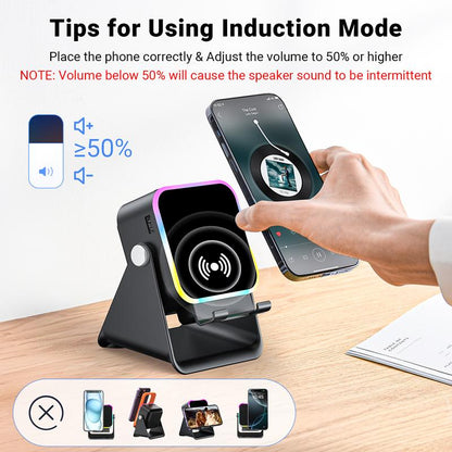 🔥 50% Rabatt 🔥🎵 5-in-1 Bluetooth-Lautsprecher mit Induktionsfunktion & verstellbarem Handyhalter
