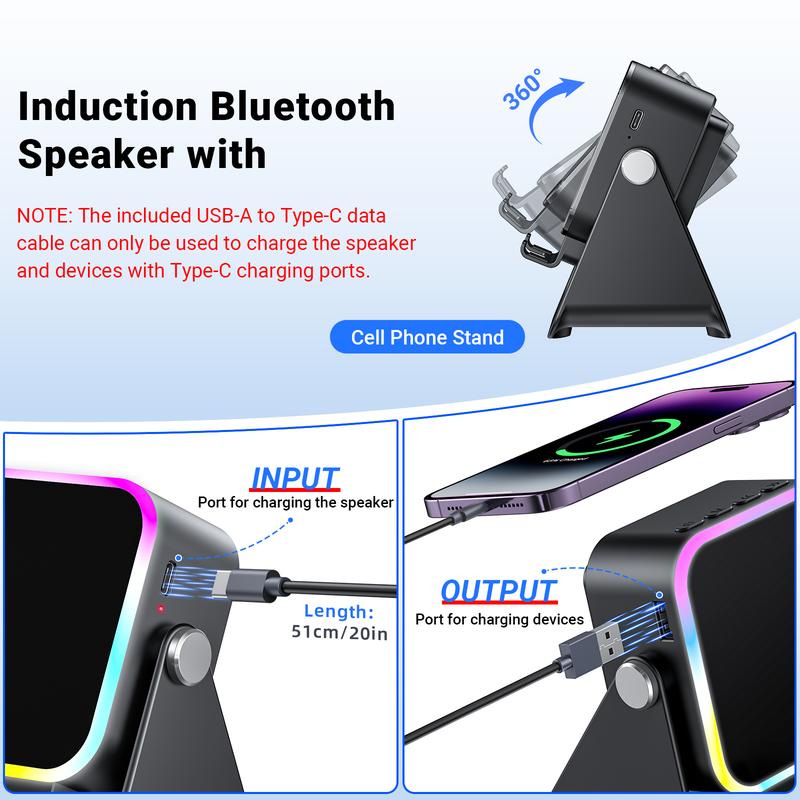 🔥 50% Rabatt 🔥🎵 5-in-1 Bluetooth-Lautsprecher mit Induktionsfunktion & verstellbarem Handyhalter