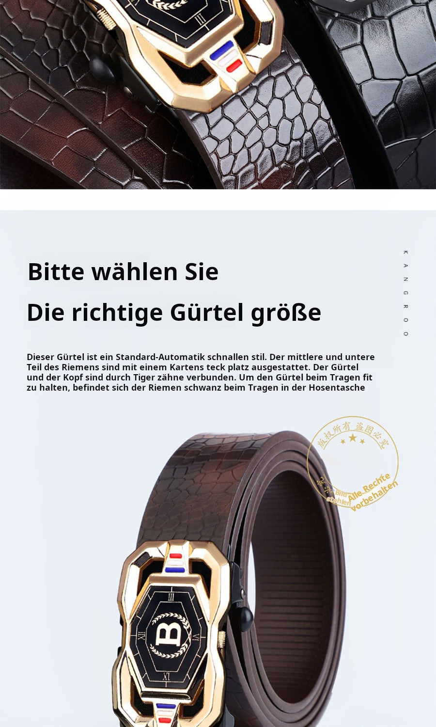 🐊 50% RABATT! 🎉 Herren-Ledergürtel mit Krokodilprägung – Automatische Schnalle, Echtleder & Vielseitig 👔📦