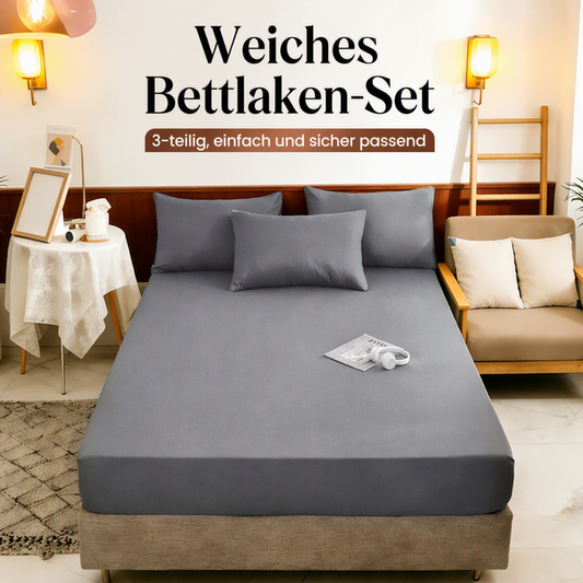 🛏️✨ 3-teiliges Spannbettlaken-Set – weich, rundum elastisch & bis 25 cm Matratzenhöhe, jetzt −50%