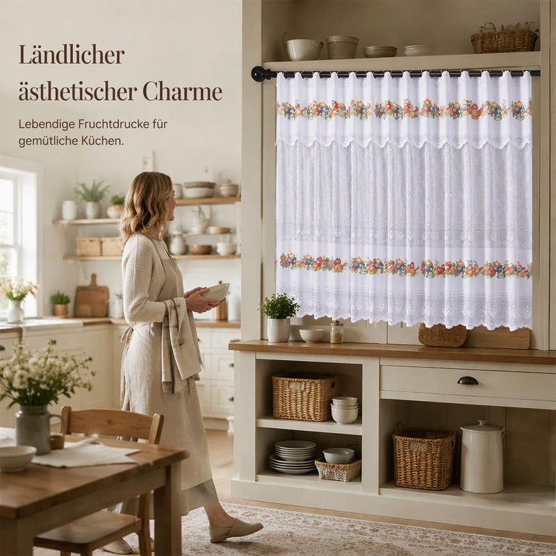 🌸 Kurzer Küchenvorhang im Vintage-Stil mit Spitze – eine elegante, stimmungsvolle Dekoration für dein Zuhause