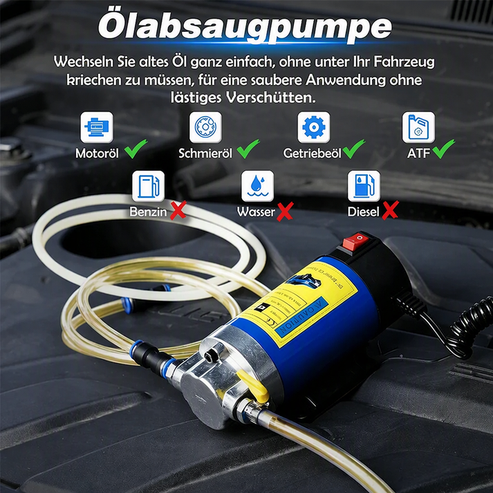 🛍️ 50 % Rabatt – Tragbare 12V-Ölablasspumpe für Motor- & Getriebeöl – mit Kupfermotor, inkl. Schläuche & Aufbewahrungsbox 🔧