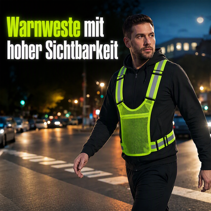 Hochsichtbare Warnweste – Verstellbare Sicherheitsweste mit Tasche