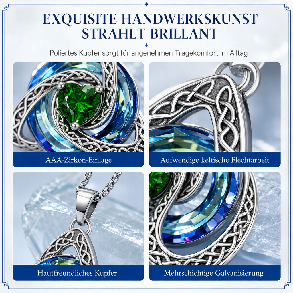 💜 Keltische Knoten-Halskette mit Monatsstein und Herzanhänger