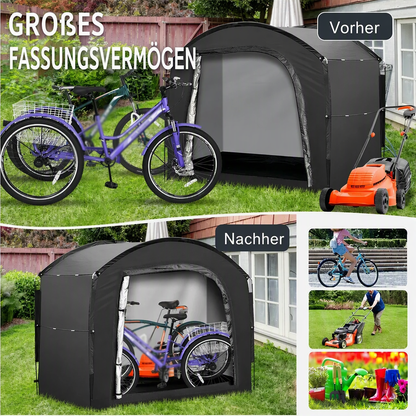 🚲 50% RABATT! 🏕️ Tragbares Fahrrad-Lagerzelt – Wetterfest, geräumig & werkzeugfrei – Optimaler Outdoor-Stauraum für Fahrräder & Zubehör 🔧