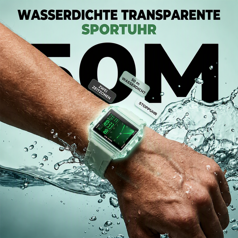 🔥Solange der Vorrat reicht 50 % Rabatt!🎉Wasserdichte transparente Digitaluhr