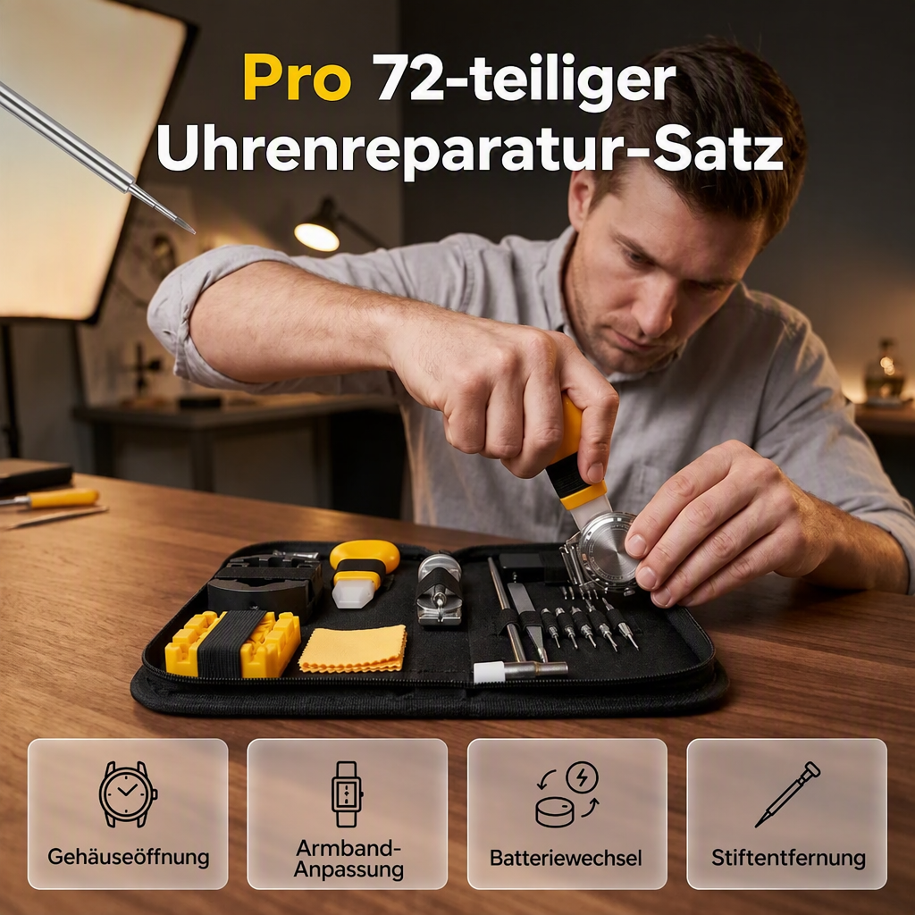 Komplettes 72-teiliges Uhrmacher-Reparaturset ⌚ Alles, was Sie zum Reparieren, Einstellen & Wiederbeleben Ihrer Uhr benötigen – alles in einer praktischen Box ✨