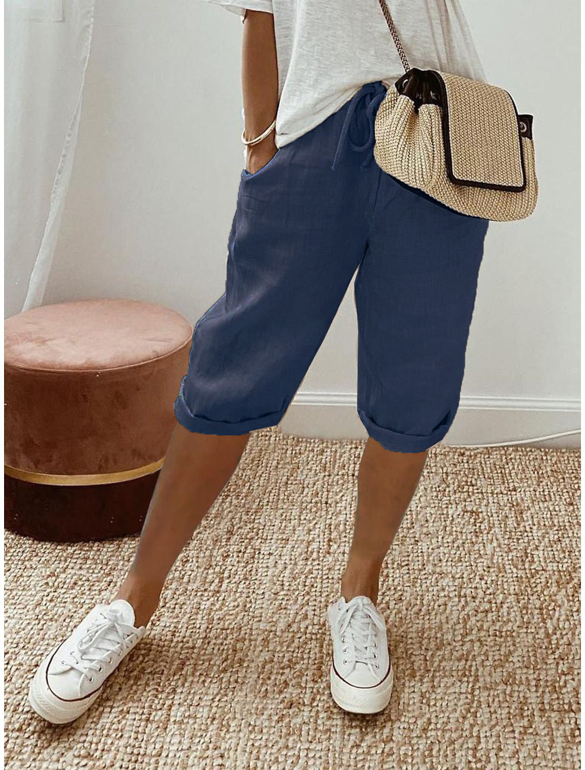 🔥🔥 50 % Rabatt!!🥳💞 50K+ VERKAUFT! ⚡👖Lässige Caprihosen aus Baumwoll-Leinen für Damen
