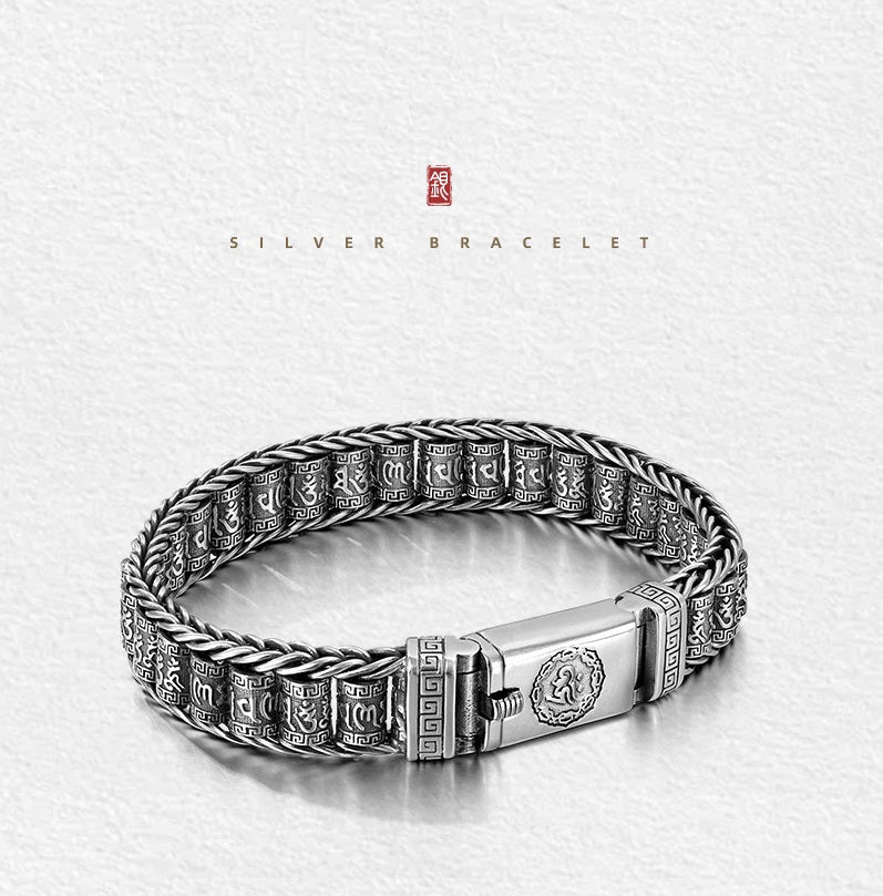 ⏳Nur für kurze Zeit 50 % Rabatt⏰Tibetisches Gebetsmühlen-Armband – 925er Sterlingsilber, Glücksbringer & Valentinstagsgeschenk⛓️