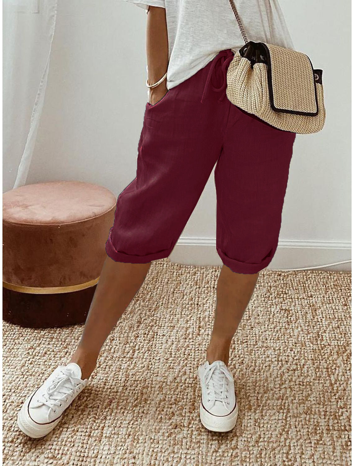🔥🔥 50 % Rabatt!!🥳💞 50K+ VERKAUFT! ⚡👖Lässige Caprihosen aus Baumwoll-Leinen für Damen