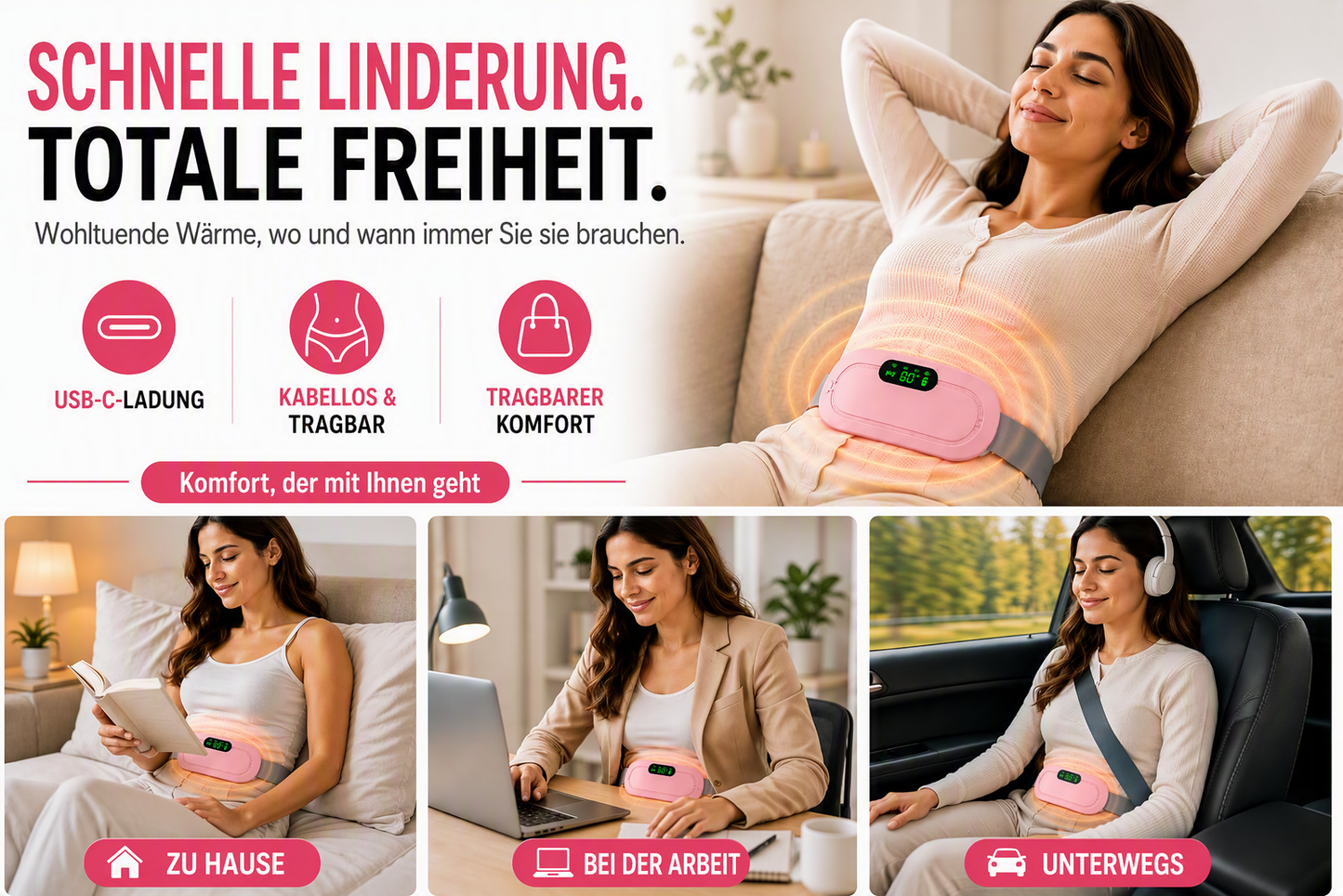 ✨50% Rabatt✨💝Das beste Geschenk für sie! Dynamisches Massage- und Wärmegürtel für die Menstruation