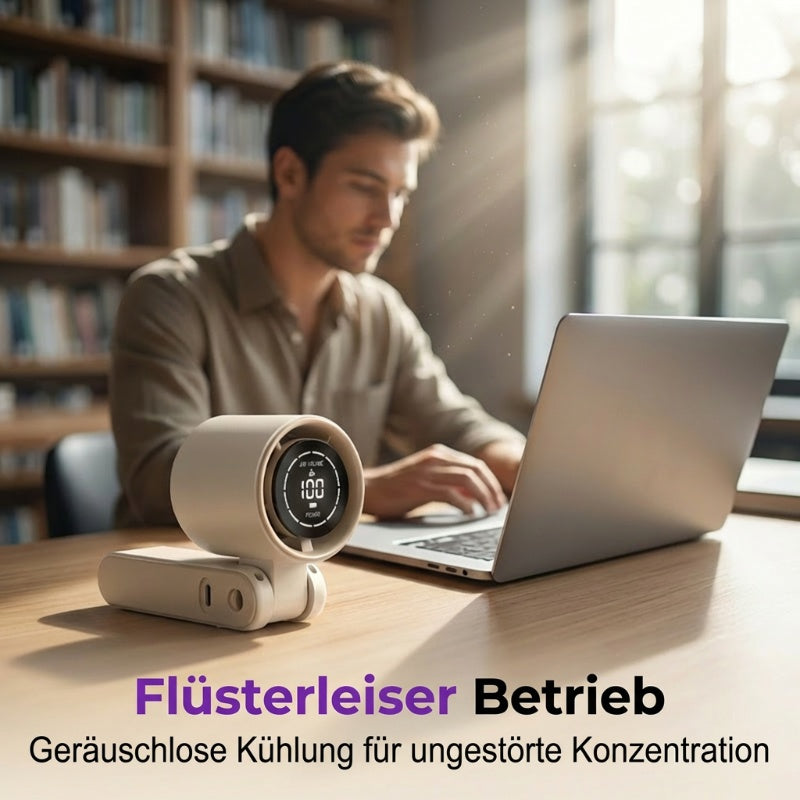 🌬️ Mini Handventilator mit LED-Digitalanzeige – Tragbar, USB-aufladbar & leise ✨ Perfekt für Sommer, Büro & Reisen